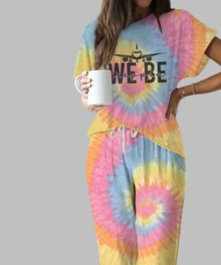 Travel Tie Dye Casual Pajama Set For Women