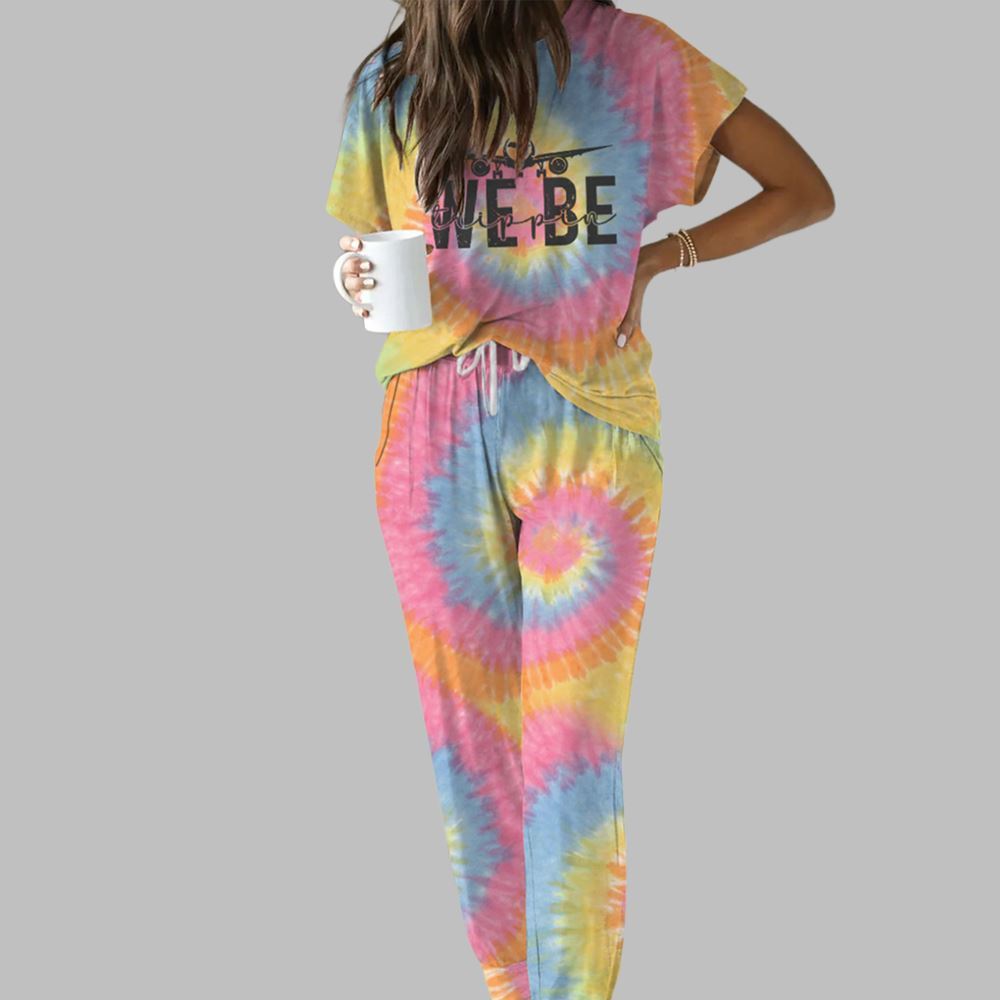 Travel Tie Dye Casual Pajama Set For Women - Image 2