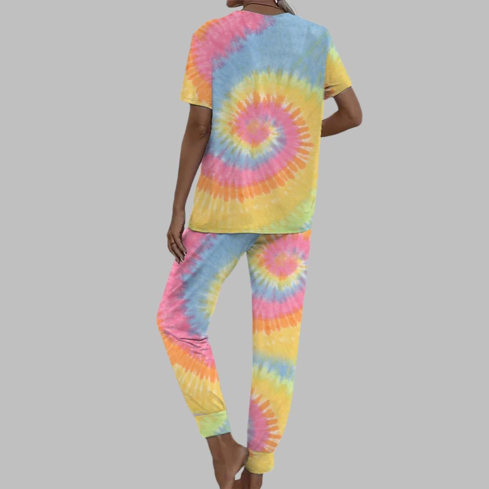 Travel Tie Dye Casual Pajama Set For Women - Image 3
