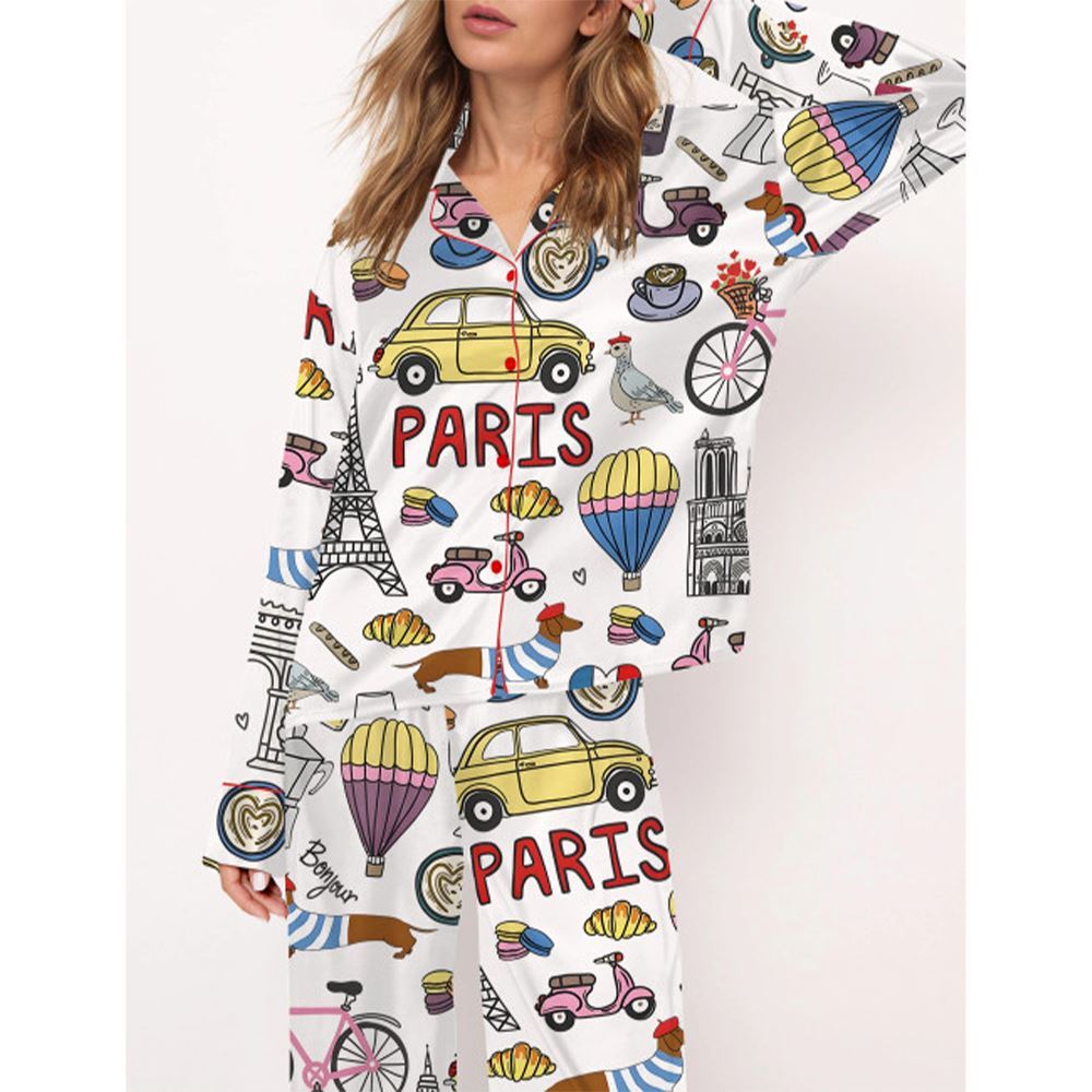 Travel To Paris Pajama Set For Women - Image 2