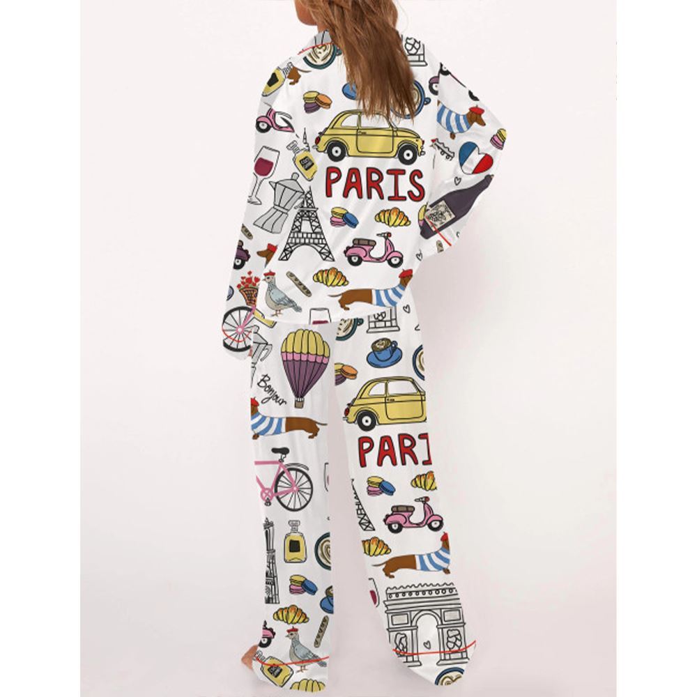 Travel To Paris Pajama Set For Women - Image 3