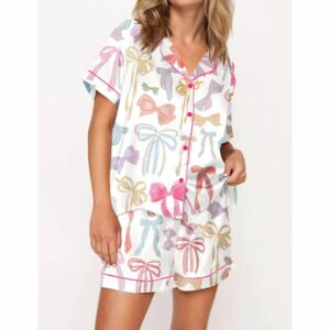 Trendy Watercolor Bows Pajama Set