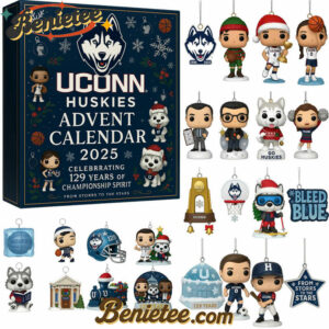 UConn Huskies Anniversary Advent Calendar, Christmas Countdown Advent Calendar Gift Box with 24 Acrylic Ornaments