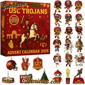 USC Trojans football Premium Advent Calendar 2025 CHRISTMAS GIFT, CHRISTMAS IDEA, Christmas Countdown Advent Calendar Gift Box with 24 Acrylic Ornaments