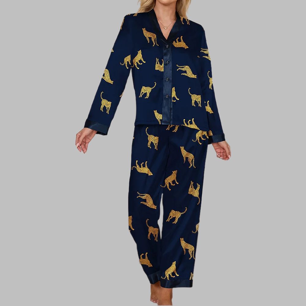Leopard Blue Pajama Set