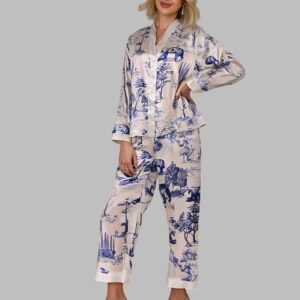 Wildlife Plants Printed Pajama Set
