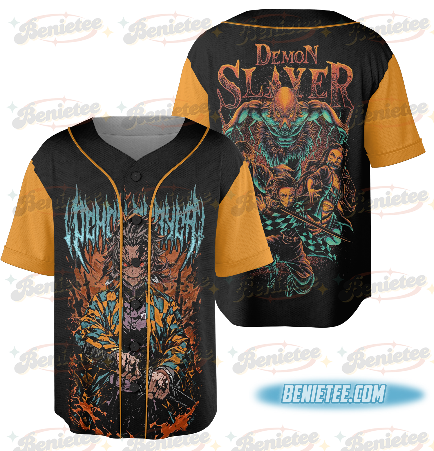 Demon Slayer Anime Vintage Baseball Jersey - Image 4