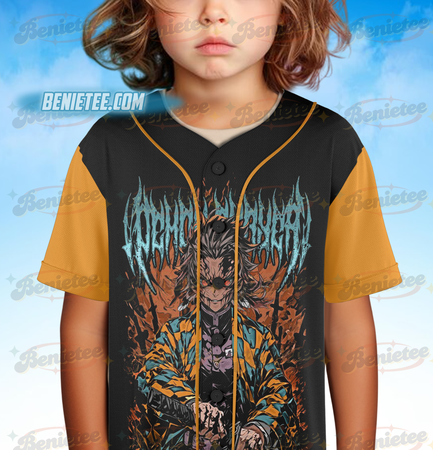 Demon Slayer Anime Vintage Baseball Jersey - Image 5