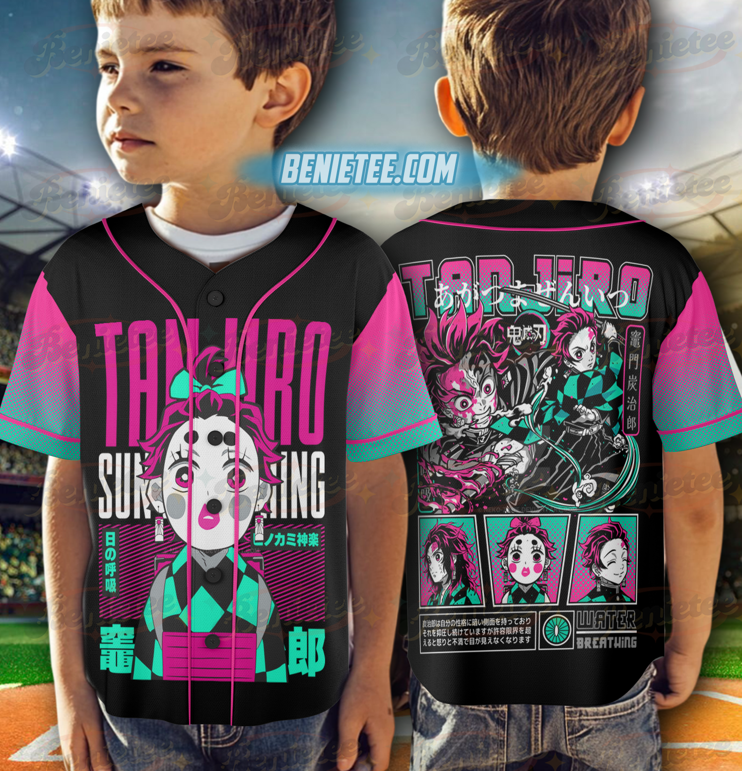 Tanjiro Anime Baseball Jersey, Demon Slayer Anime Jersey - Image 5