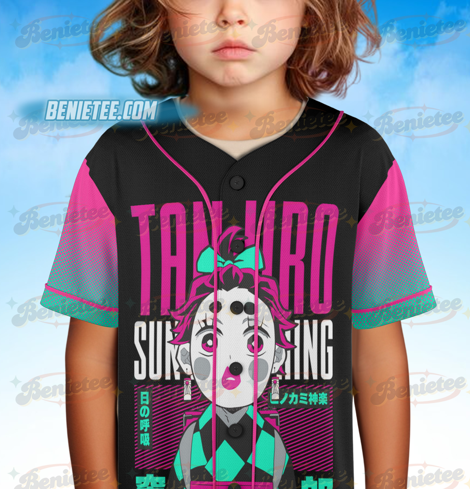 Tanjiro Anime Baseball Jersey, Demon Slayer Anime Jersey - Image 4