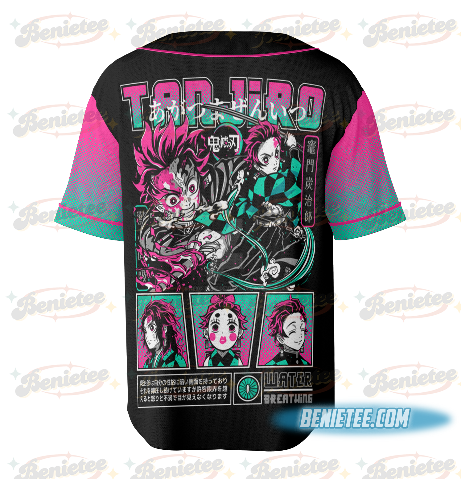 Tanjiro Anime Baseball Jersey, Demon Slayer Anime Jersey - Image 3