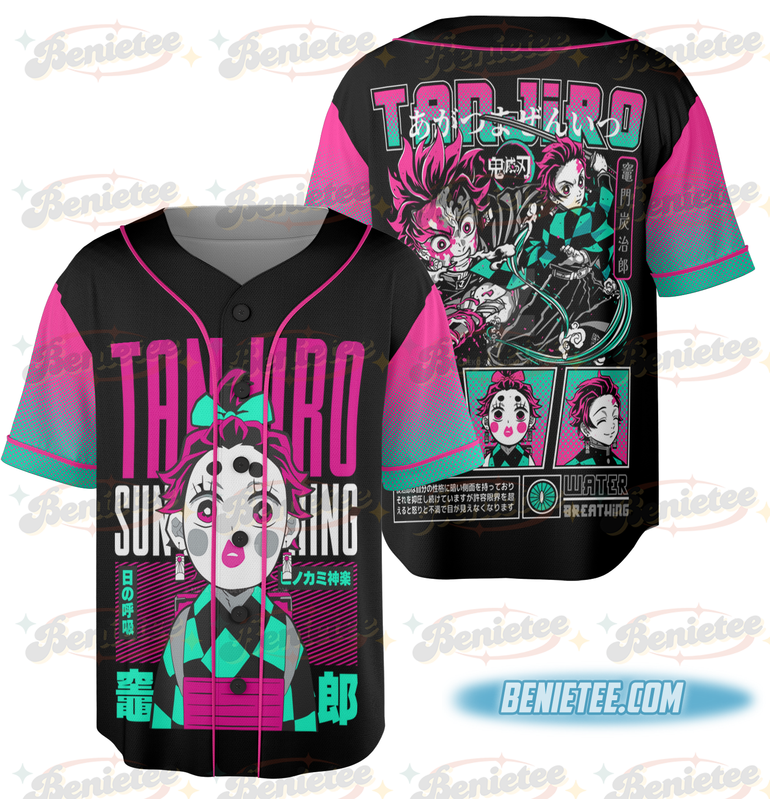 Tanjiro Anime Baseball Jersey, Demon Slayer Anime Jersey - Image 2