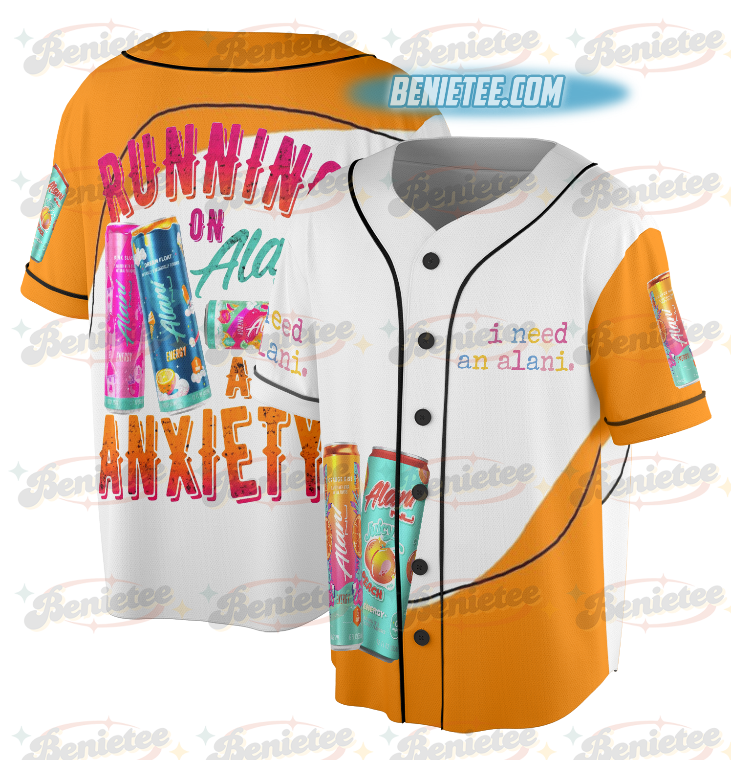Alani Nu Baseball Jersey, Running On Alani Cute Funny Humor Energy Drink Alani Nu Alani Jersey