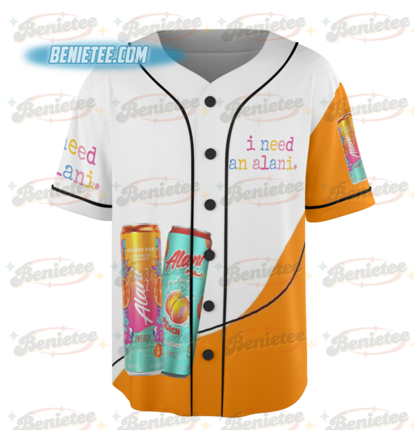 Alternative view of Alani Nu Baseball Jersey, Running On Alani Cute Funny Humor Energy Drink Alani Nu Alani Jersey