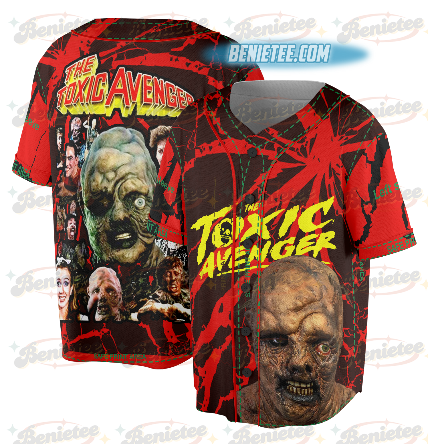 PubliciTeeZ Big and Tall Toxic Avenger Classic Horror Movie Baseball Jersey