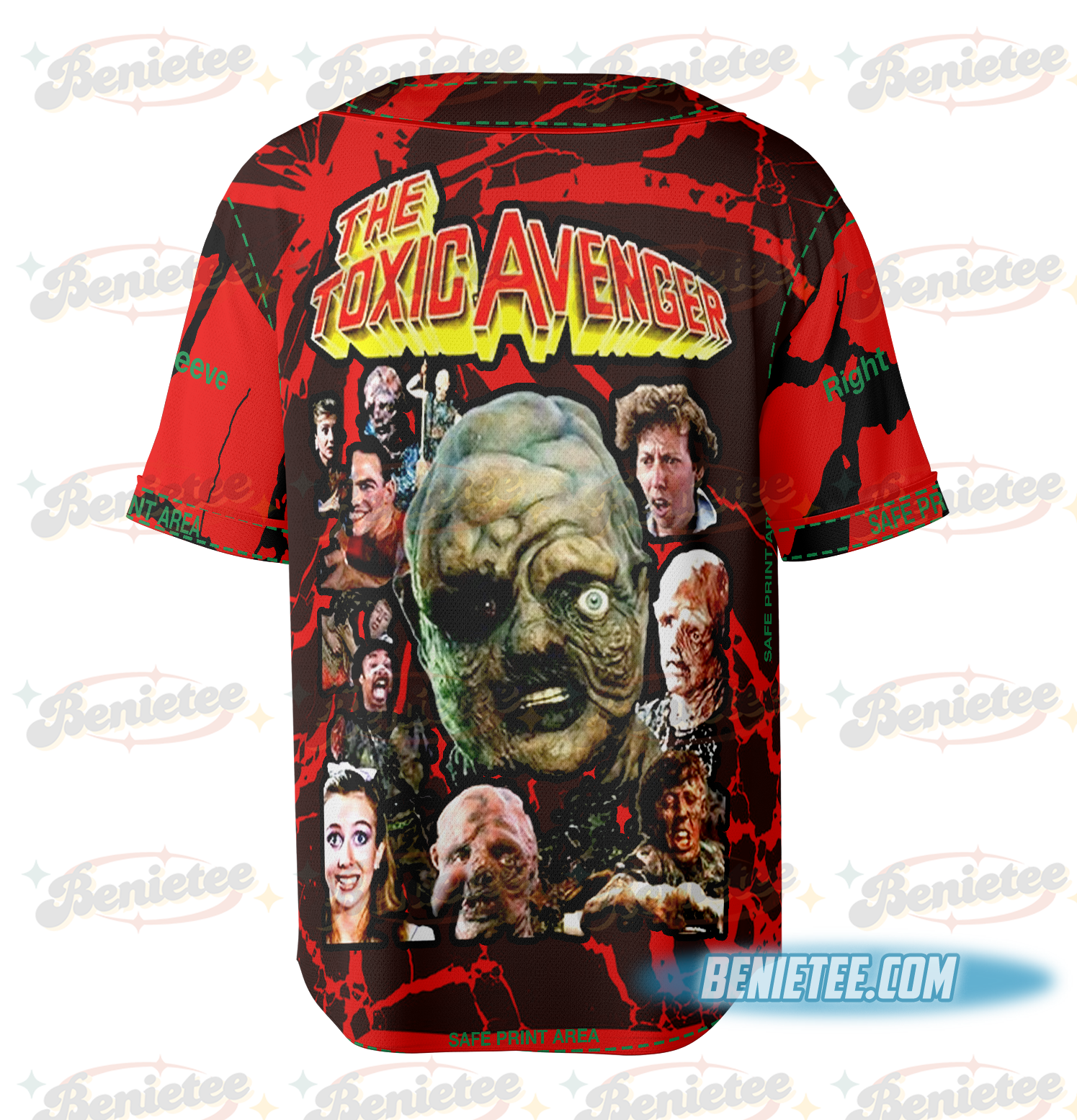 PubliciTeeZ Big and Tall Toxic Avenger Classic Horror Movie Baseball Jersey - Image 3