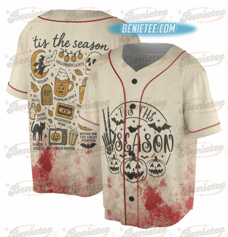 Vintage Halloween Baseball Jersey, Tis' the Season, Retro Halloween Aesthetic