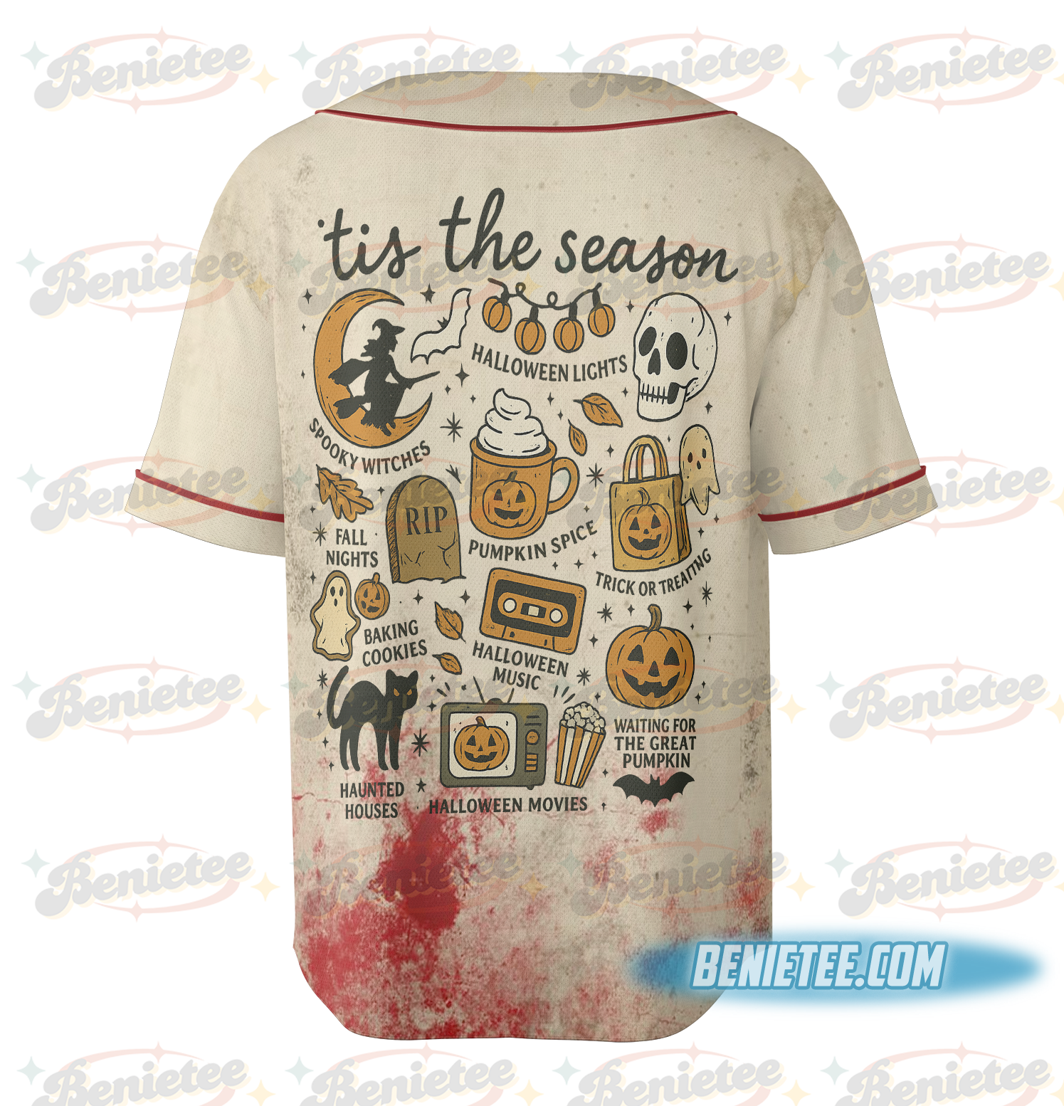 Vintage Halloween Baseball Jersey, Tis' the Season, Retro Halloween Aesthetic - Image 4