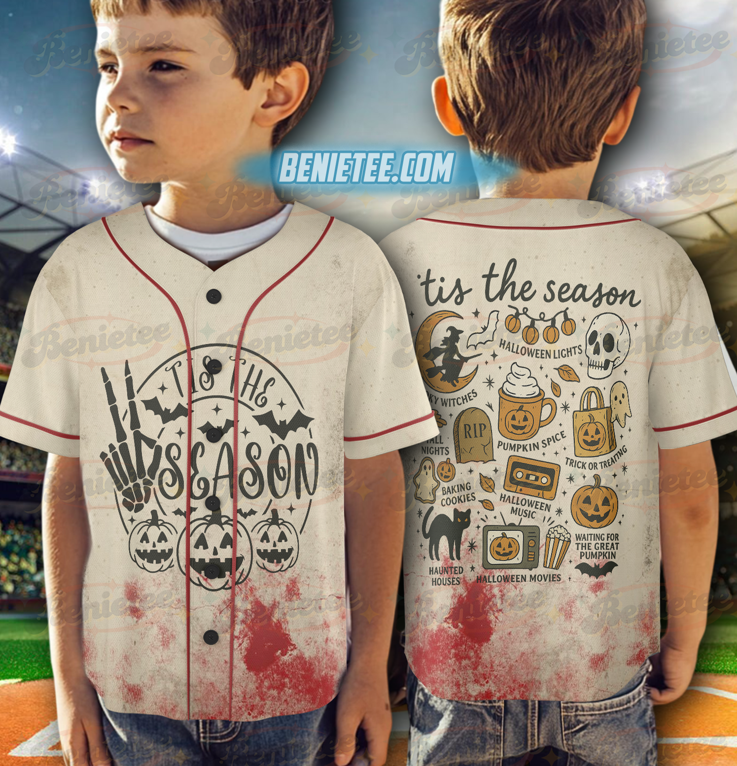 Vintage Halloween Baseball Jersey, Tis' the Season, Retro Halloween Aesthetic - Image 6