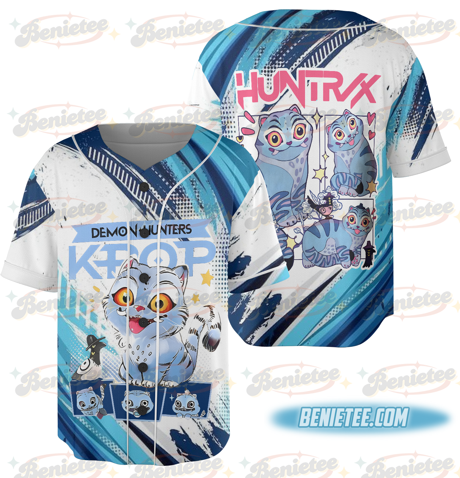 Demon Hunter Tiger Baseball Jersey, Derpy the Tiger And Bird Demon Hunter Tiger Jersey - Image 3