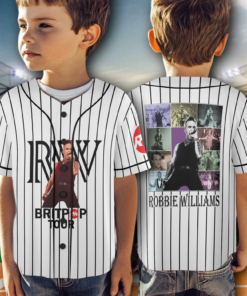 Alternative view of Britpop Fan Tour Retro Concert Baseball Jersey, Robbie Williams Concert
