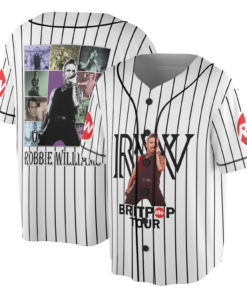 Britpop Fan Tour Retro Concert Baseball Jersey, Robbie Williams Concert