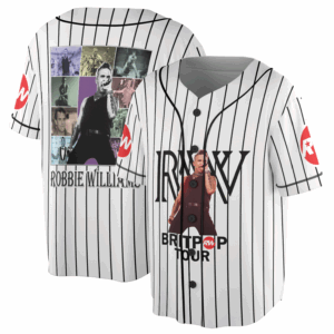 Britpop Fan Tour Retro Concert Baseball Jersey, Robbie Williams Concert