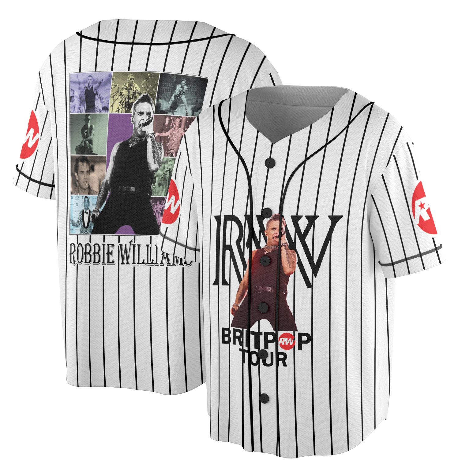 Britpop Fan Tour Retro Concert Baseball Jersey, Robbie Williams Concert