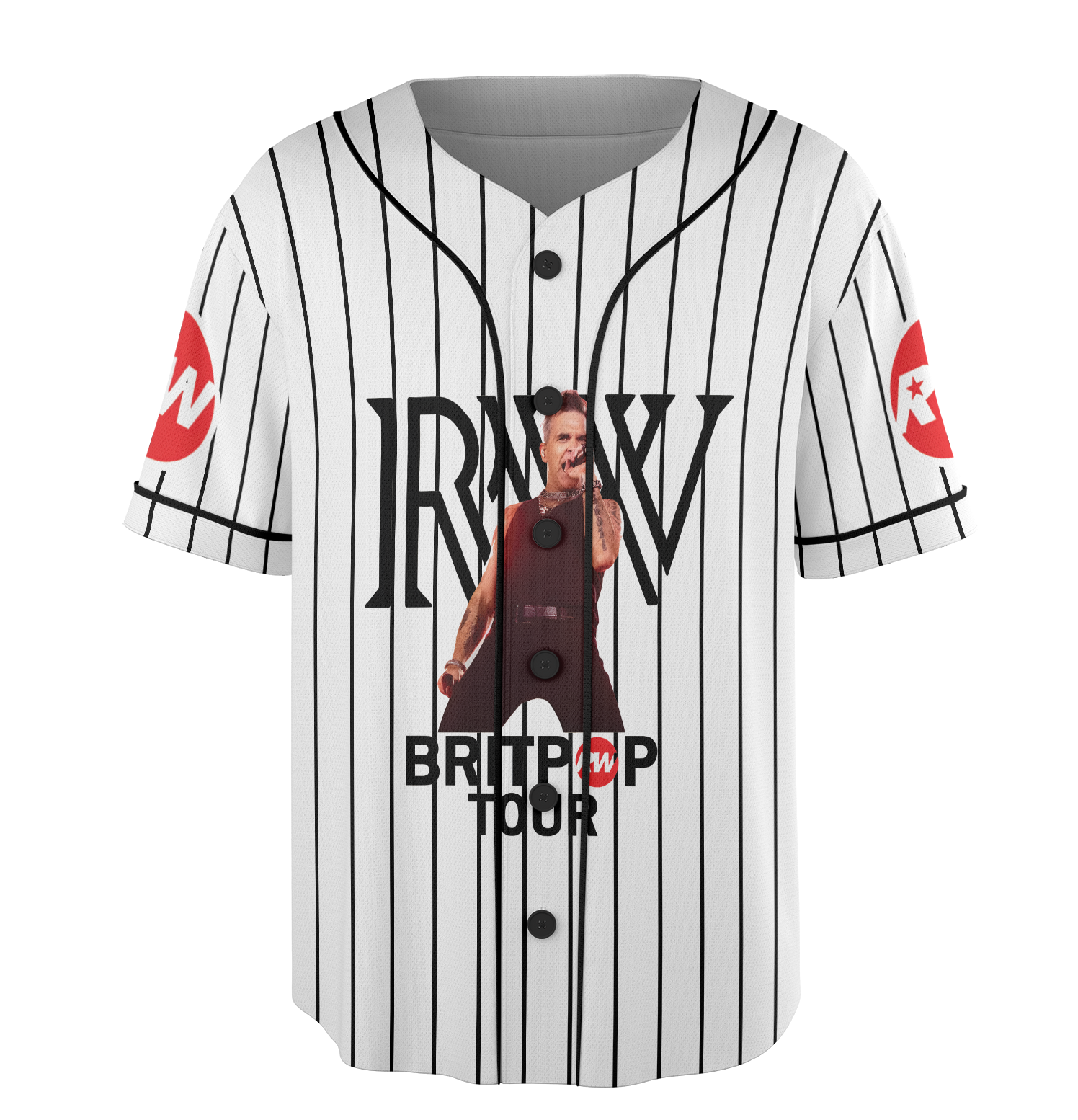 Britpop Fan Tour Retro Concert Baseball Jersey, Robbie Williams Concert - Image 3