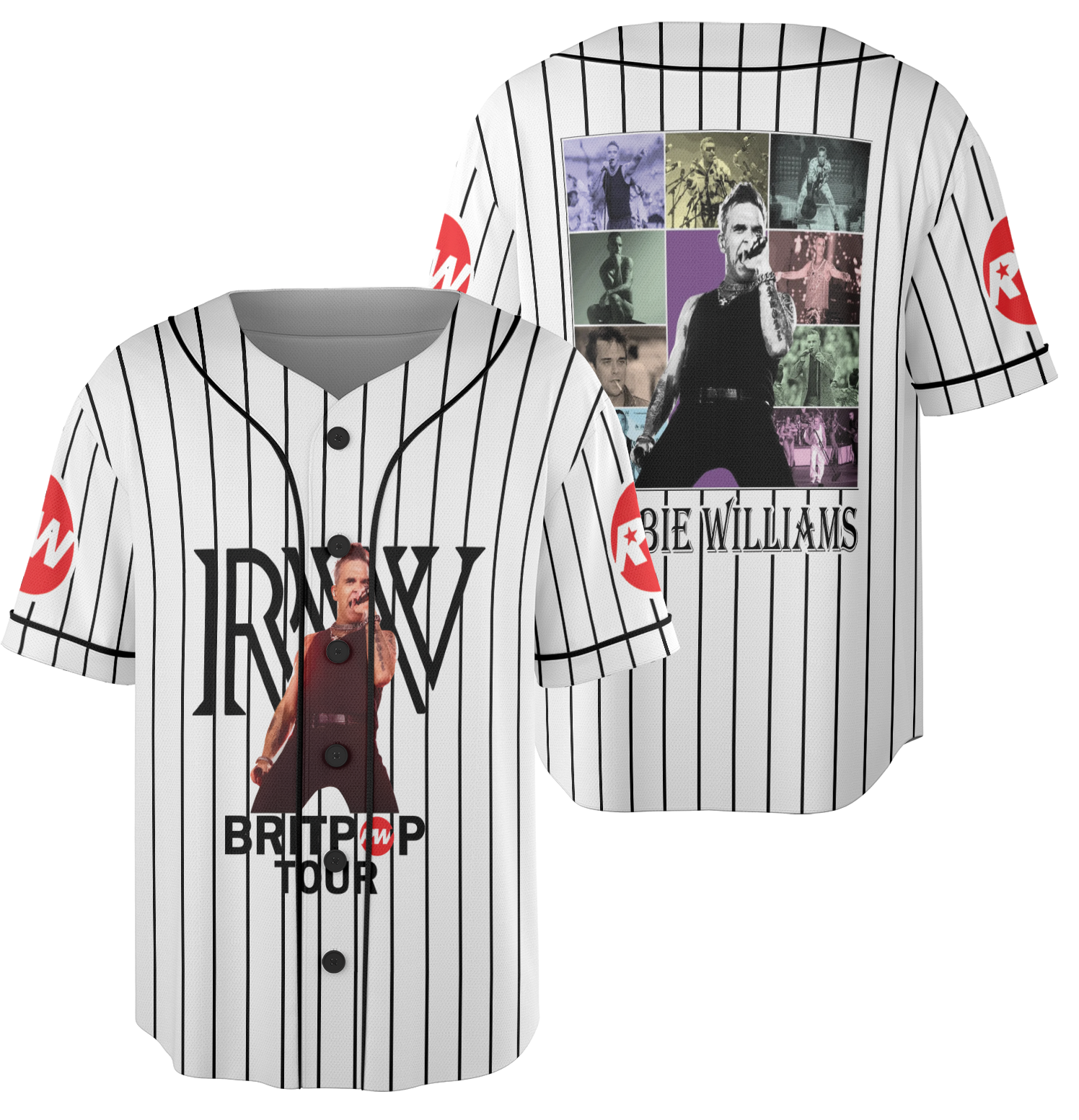 Britpop Fan Tour Retro Concert Baseball Jersey, Robbie Williams Concert - Image 4