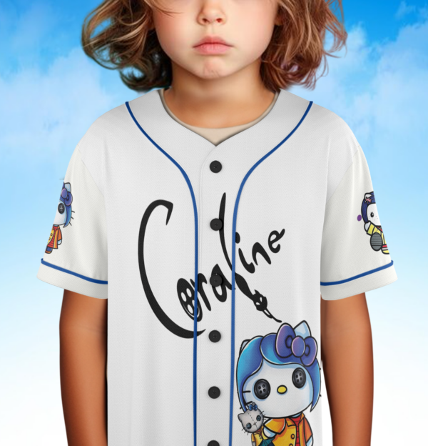 Alternative view of Hello Coraline Baseball Jersey, Coraline Cat Jersey