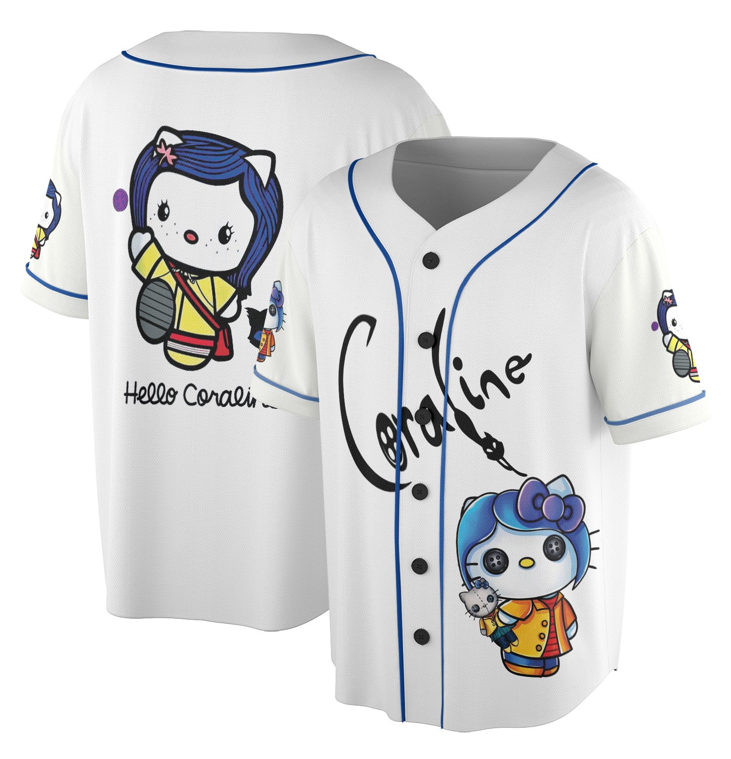 Hello Coraline Baseball Jersey, Coraline Cat Jersey - Image 4