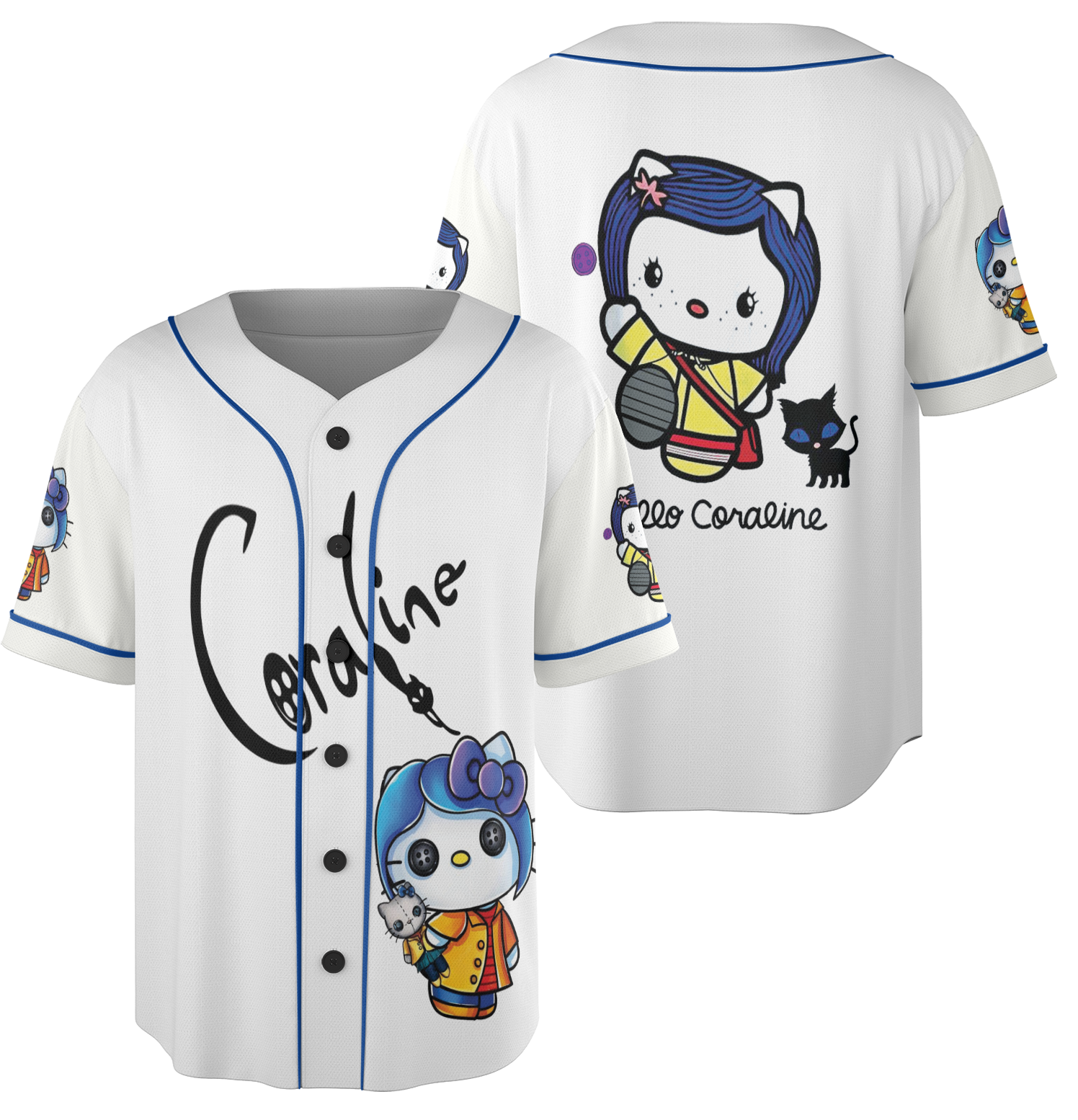 Hello Coraline Baseball Jersey, Coraline Cat Jersey