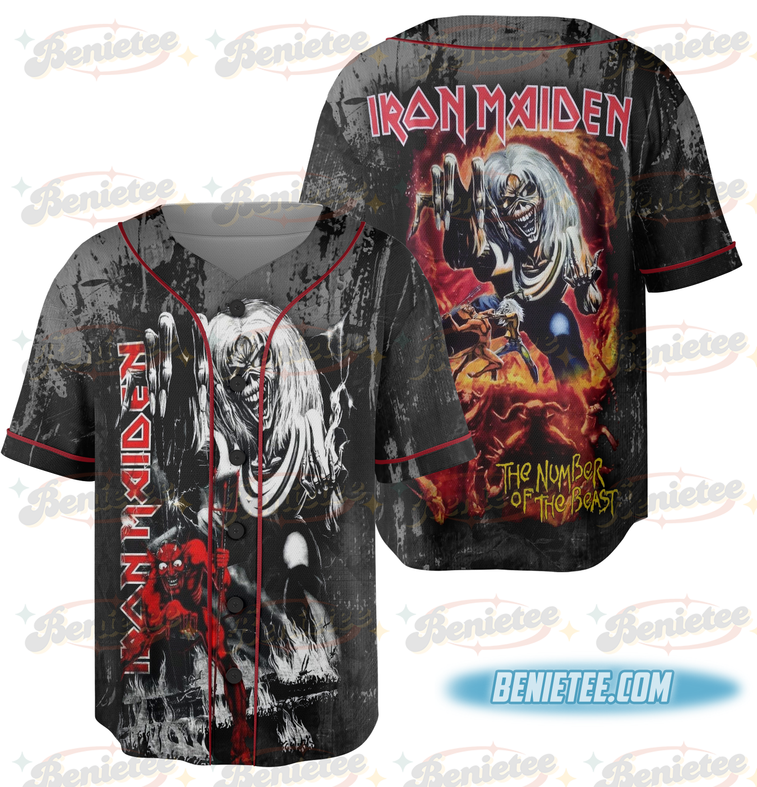 Iron Maiden Madrid Tour 2025 Baseball Jersey - Image 3