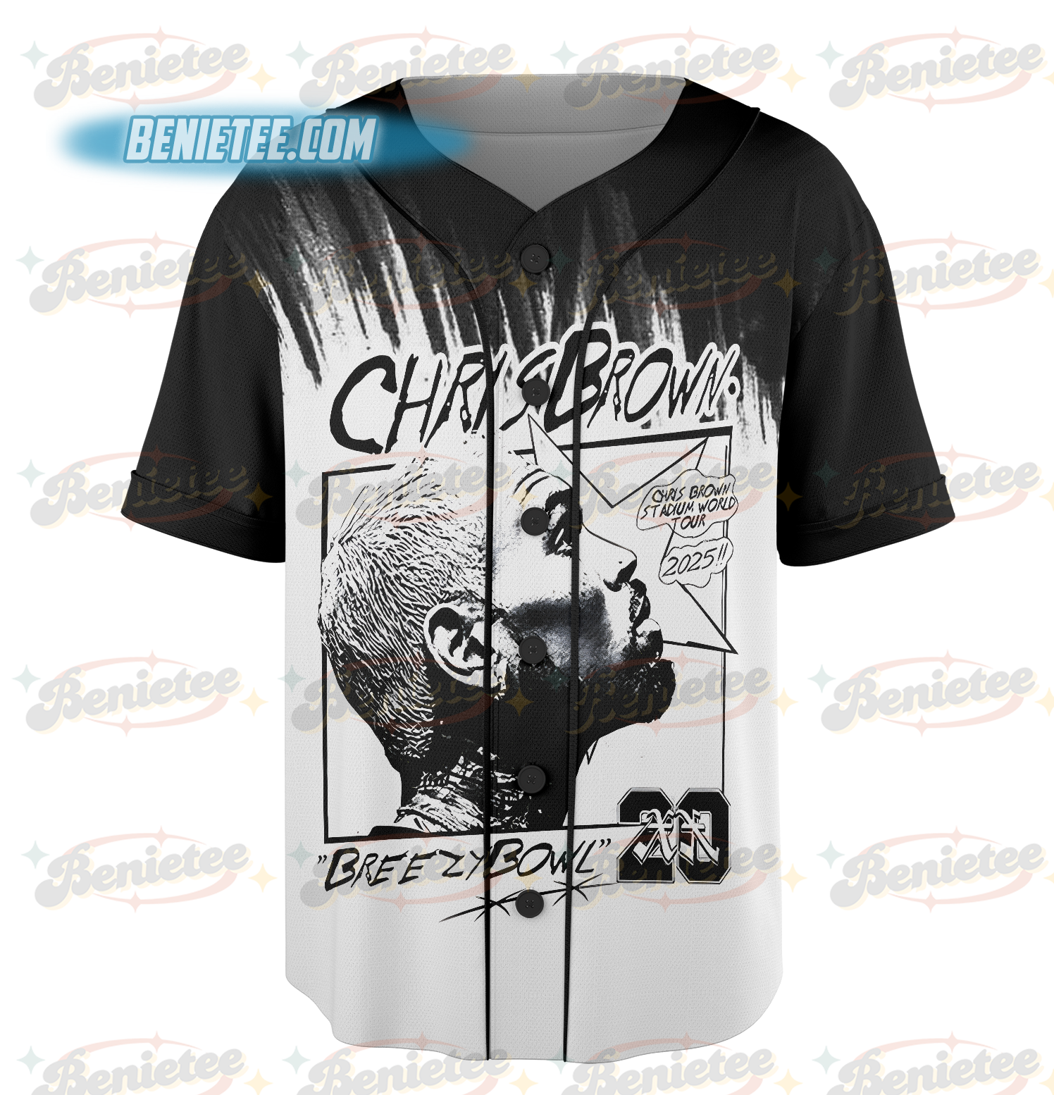 Rapper Chris Brown Breezy Bowl XX Tour 11:11 Vintage Jersey - Image 2