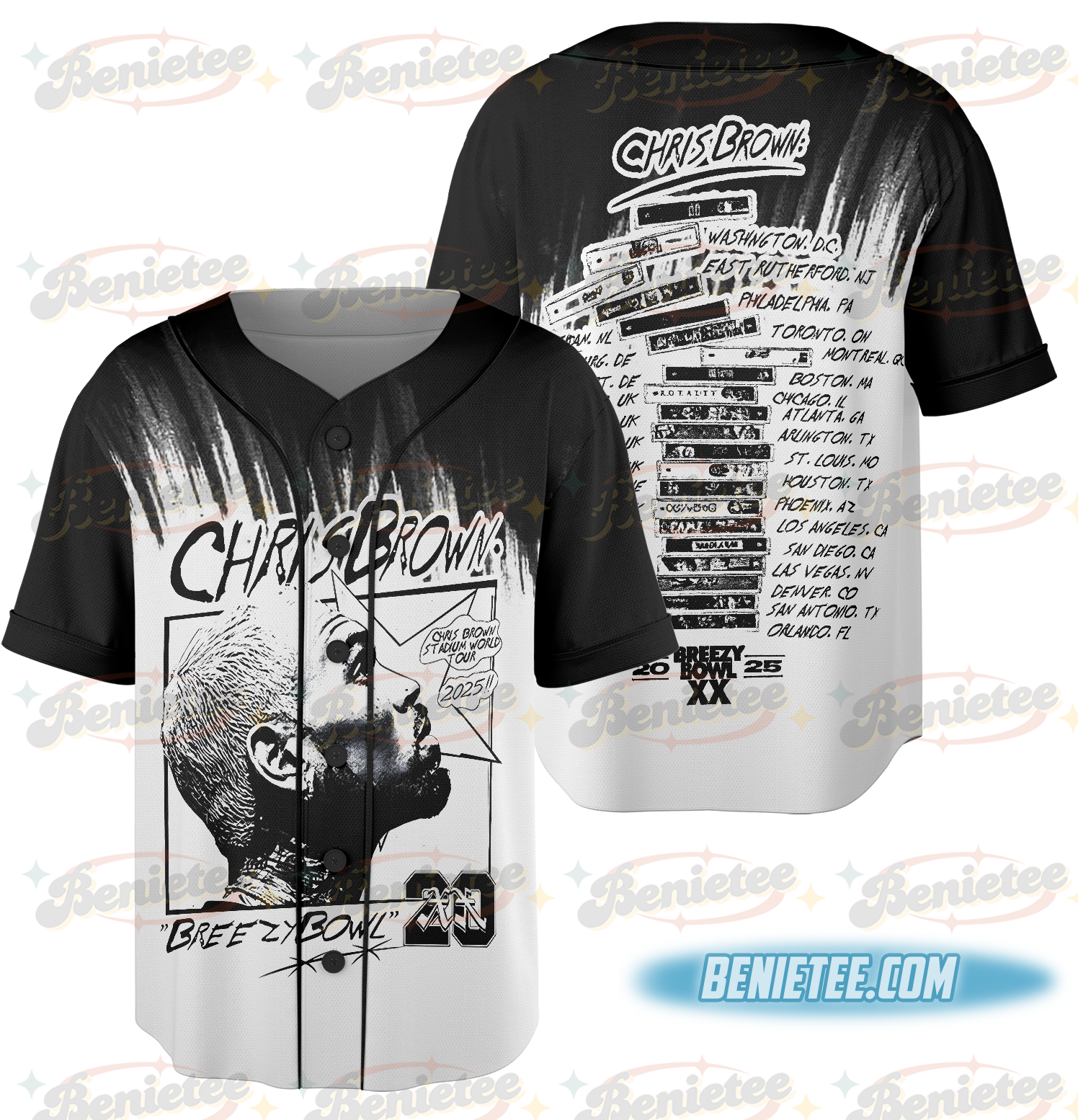 Rapper Chris Brown Breezy Bowl XX Tour 11:11 Vintage Jersey - Image 3