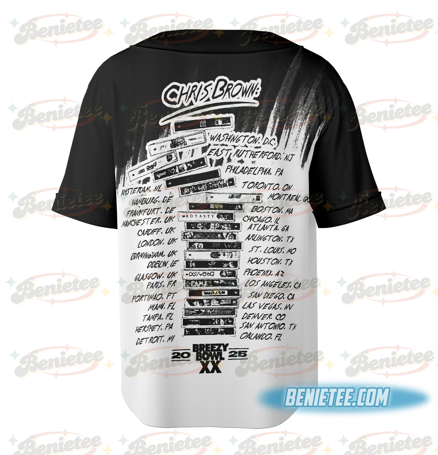 Rapper Chris Brown Breezy Bowl XX Tour 11:11 Vintage Jersey - Image 4