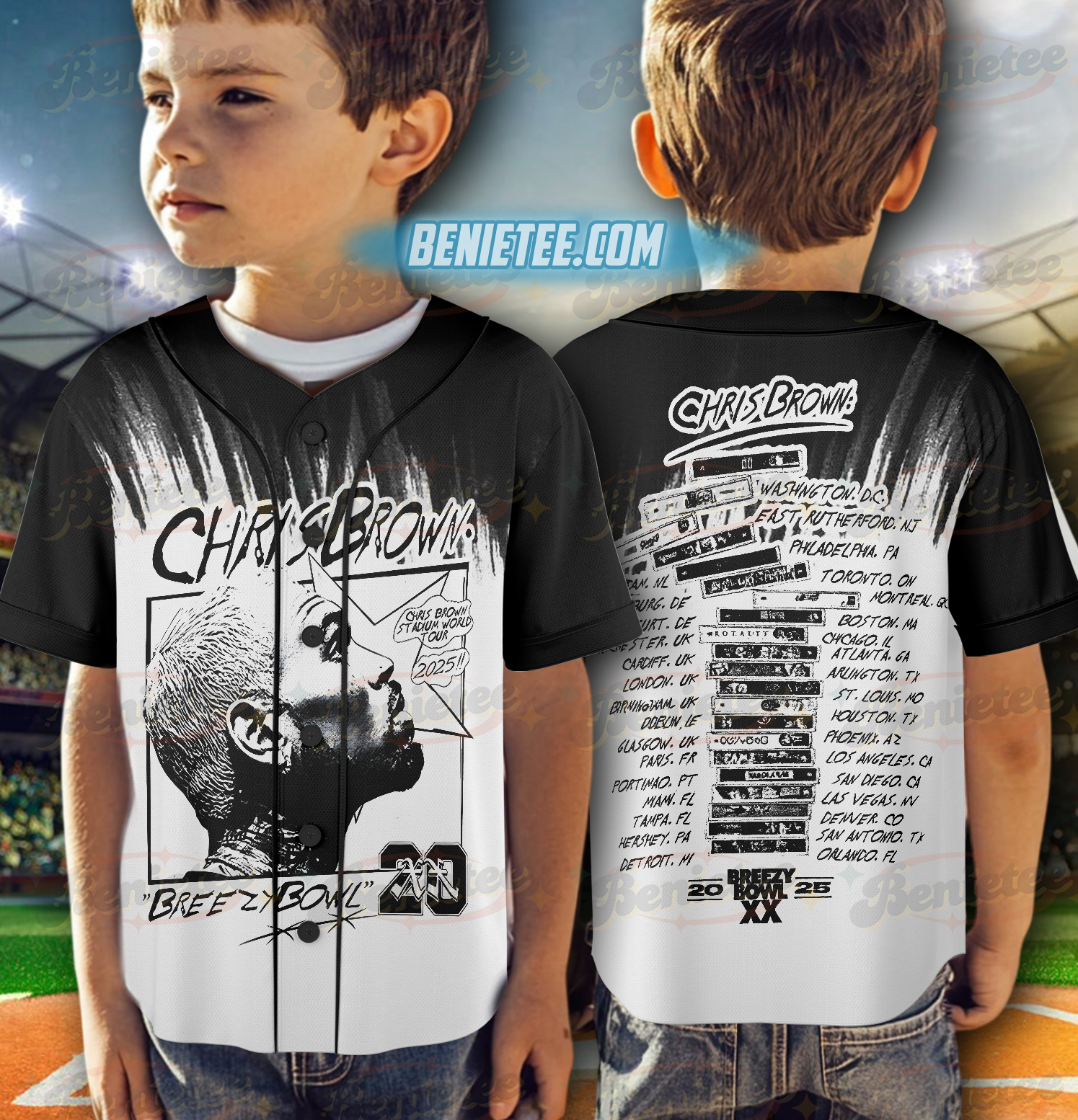 Rapper Chris Brown Breezy Bowl XX Tour 11:11 Vintage Jersey - Image 6