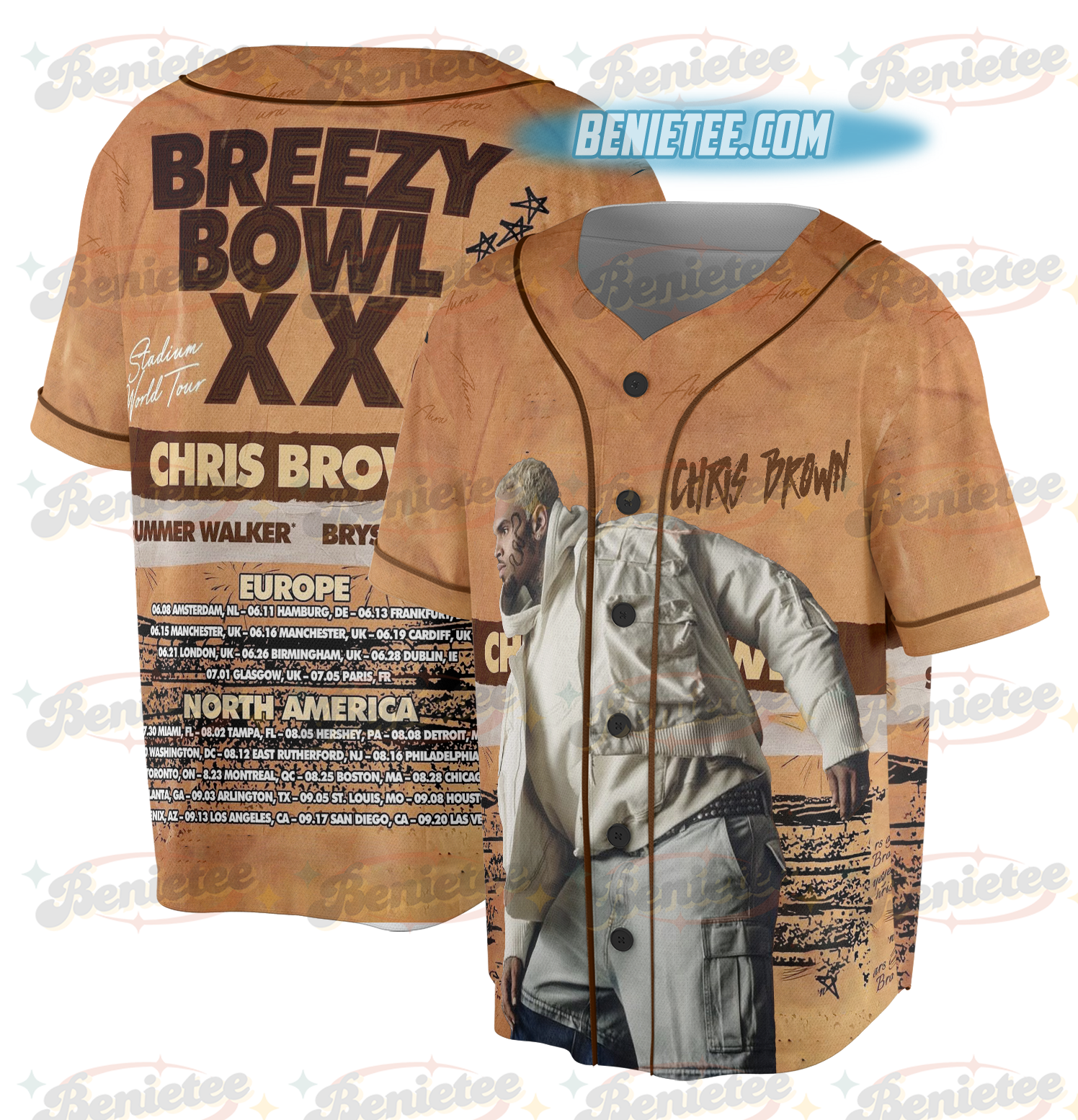 Personalized Chris Brown Breezy Bowl XX 2025 Jersey, Breezy Bowl Tour XX Baseball Jersey
