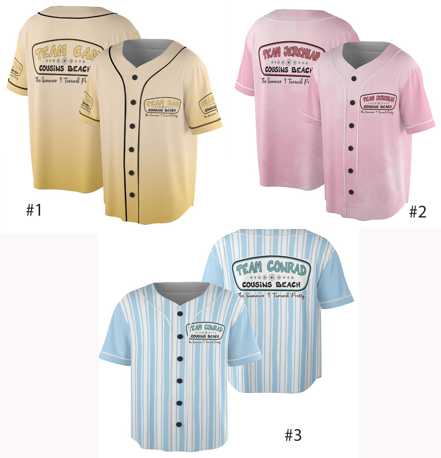 Cousins Beach Baseball Jersey, The Summer I Turned Pretty Jersey, Team Conrad Team Belly Team Jeremiah
