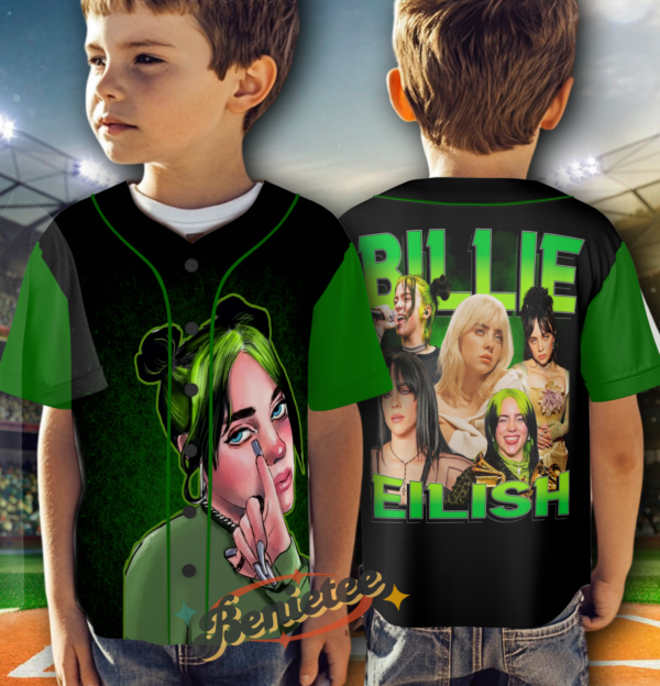 Alternative view of Billie Eilish with Neon Green Hair Jersey