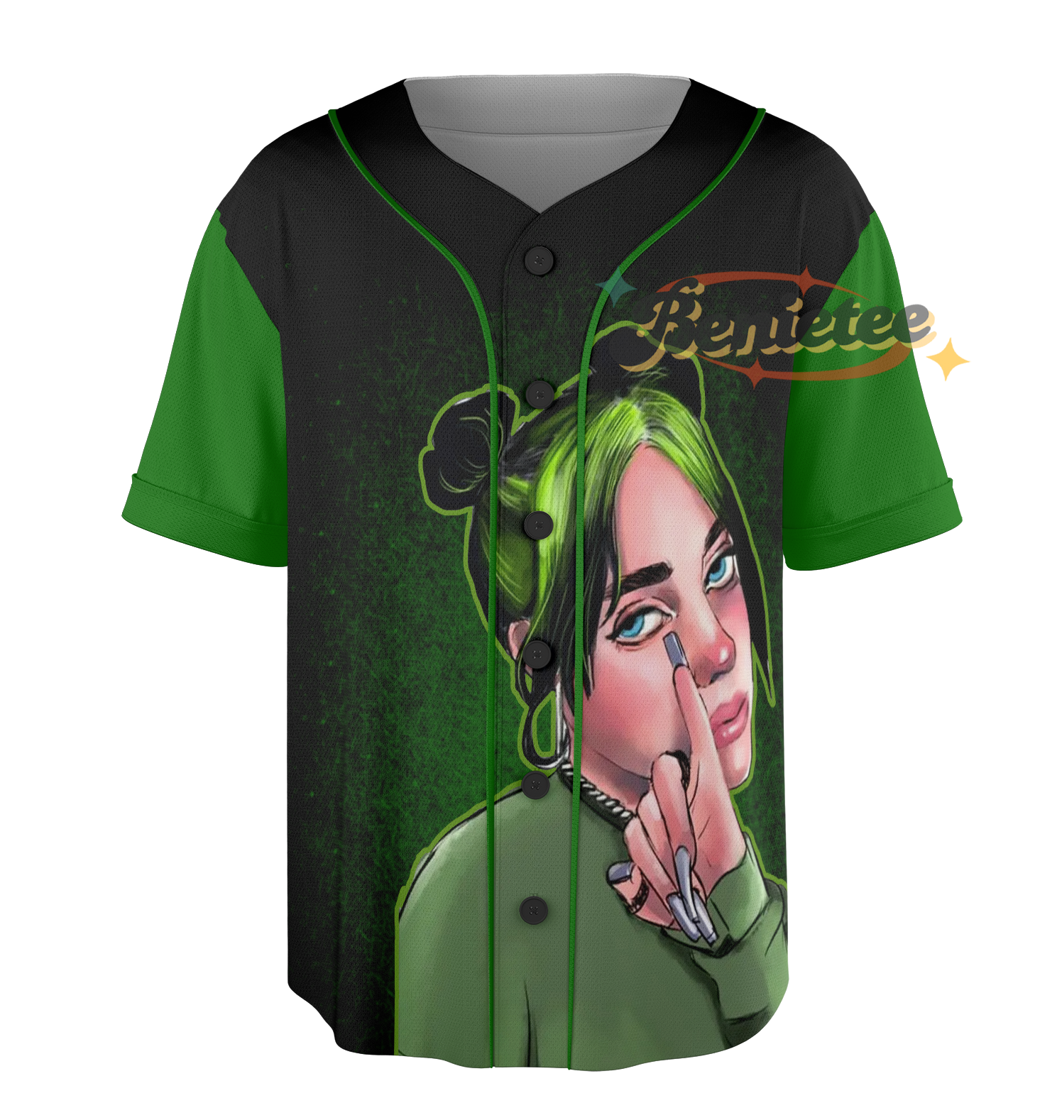 Billie Eilish with Neon Green Hair Jersey - Image 3