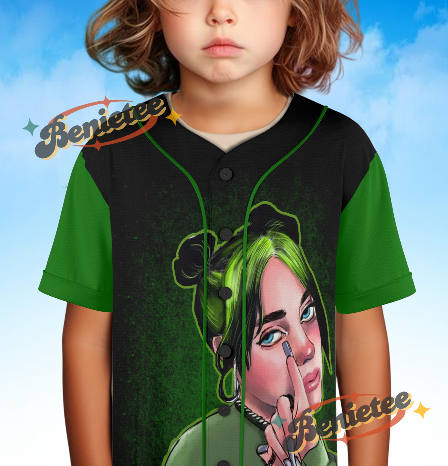 Billie Eilish with Neon Green Hair Jersey - Image 6