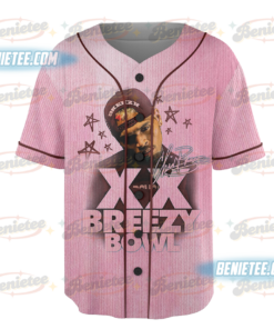 Alternative view of Chris Brown Breezy Bowl XX Tour 2025 Baseball Jersey, Chris Brown Middle Finger