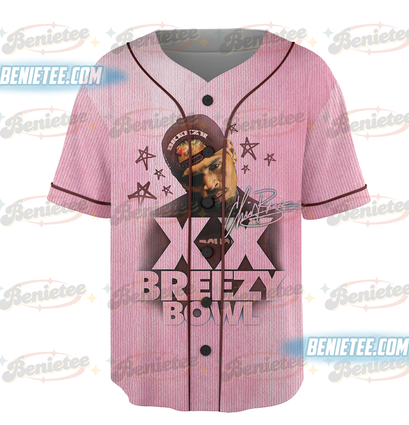 Chris Brown Breezy Bowl XX Tour 2025 Baseball Jersey, Chris Brown Middle Finger - Image 2