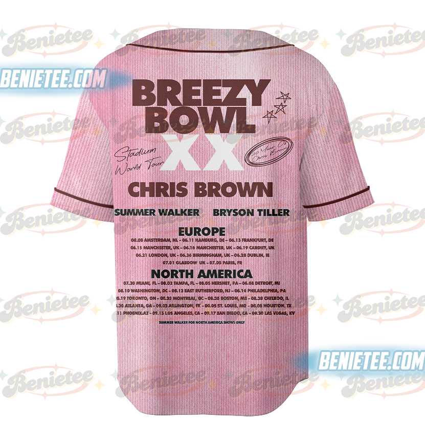 Chris Brown Breezy Bowl XX Tour 2025 Baseball Jersey, Chris Brown Middle Finger - Image 3