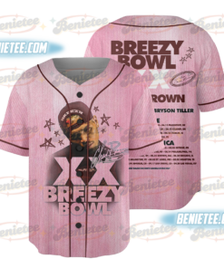 Chris Brown Breezy Bowl XX Tour 2025 Baseball Jersey, Chris Brown Middle Finger