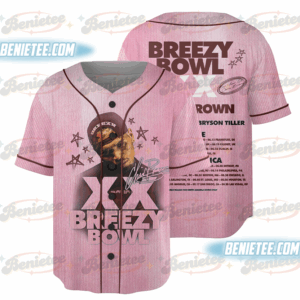 Chris Brown Breezy Bowl XX Tour 2025 Baseball Jersey, Chris Brown Middle Finger