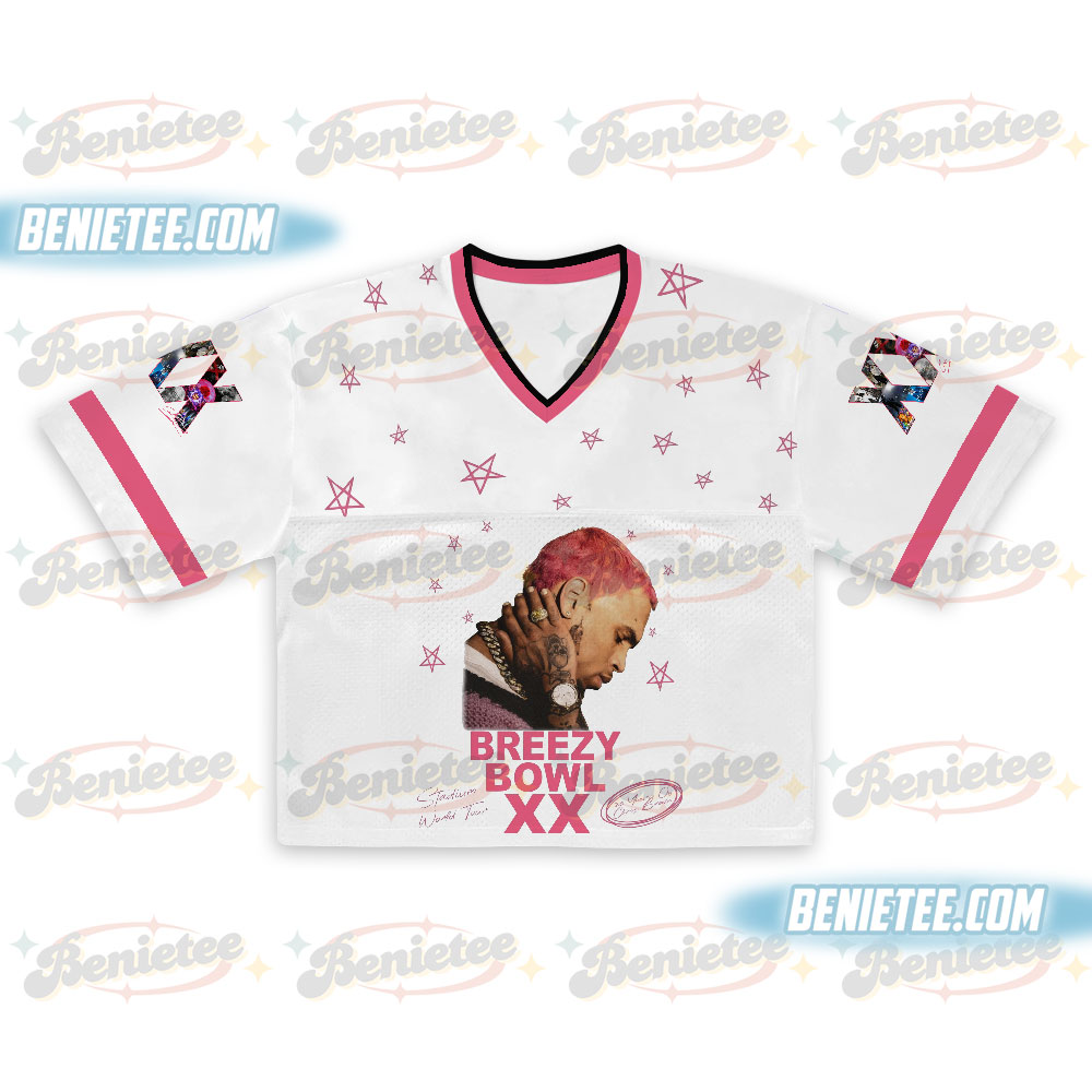 Chris Brown Breezy Bowl XX Croptop Football Jersey Mesh, XX Tour 2025 Croptop Football Jersey Mesh - Image 2