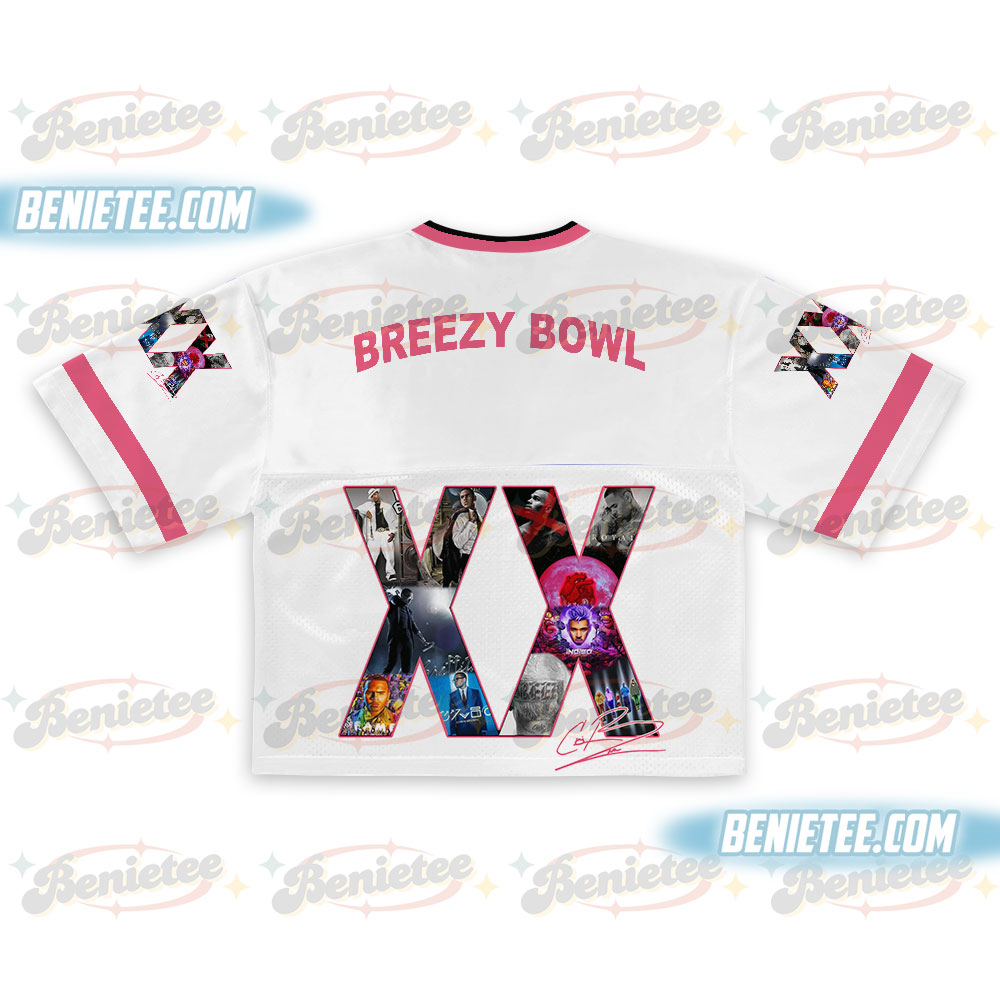 Chris Brown Breezy Bowl XX Croptop Football Jersey Mesh, XX Tour 2025 Croptop Football Jersey Mesh - Image 3